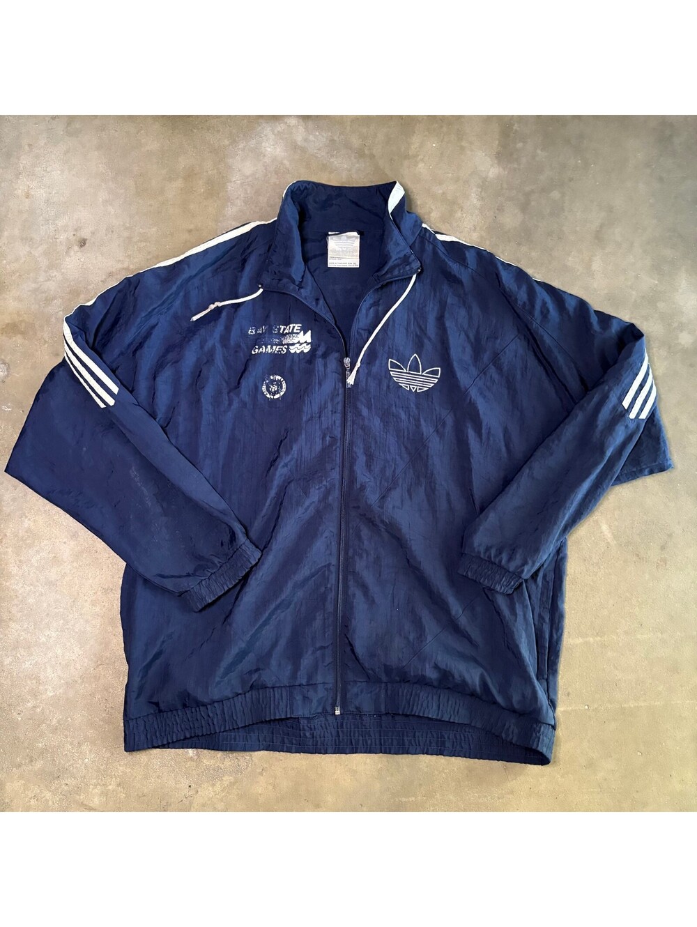 80's Vintage Adidas Men's Bay State Games Navy Blue Windbreaker Jacket XL